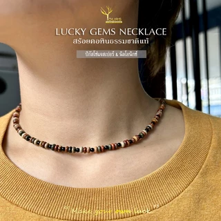 สร้อยคอหินแท้ 100% " ปิกัสโซ่แจสเปอร์ และ นิลโอนิกซ์ " ขนาด 4mm หินนำโชค หินมงคล หินธรรมชาติ สร้อยสายมู