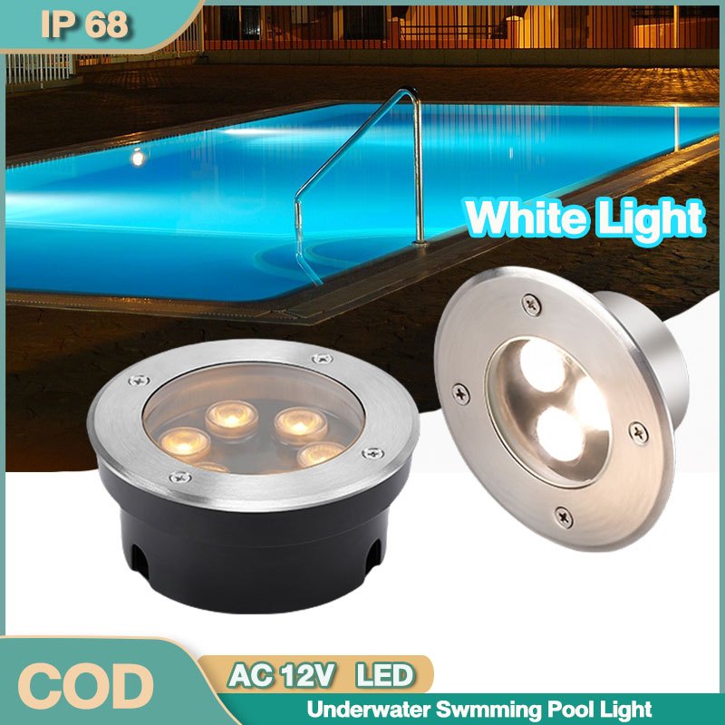 TOPZZC ไฟ LED สระว่ายน้ำ AC12V IP68 โคมไฟใต้น้ำติดผนังกันน้ำ Warm Light ไฟสระน้ำ โคมไฟใต้น้ำ