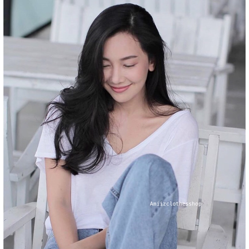 เสื้อยืดคอวีลึก โอเวอร์ไซด์มีไซด์