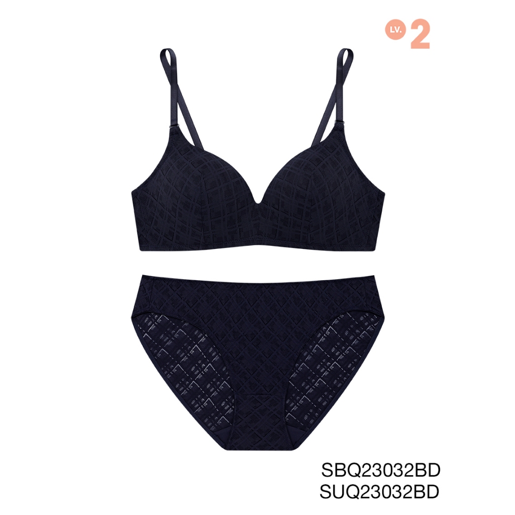 Sabina เซตชุดชั้นใน Twenty Five Level 2 เสื้อชั้นใน ไร้โครง รหัส SBQ23032BD+SUQ23032BD - สีน้ำเงินเข้ม