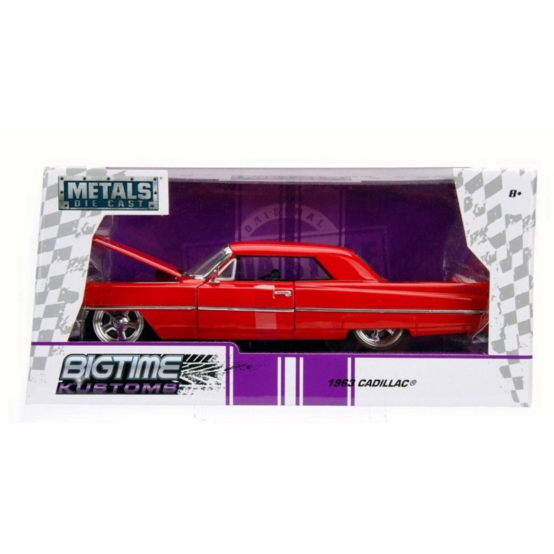 @2018 / 1963 Cadillac, Red - JADA #99551- 1/24 Scale Diecast Model Toy Car
