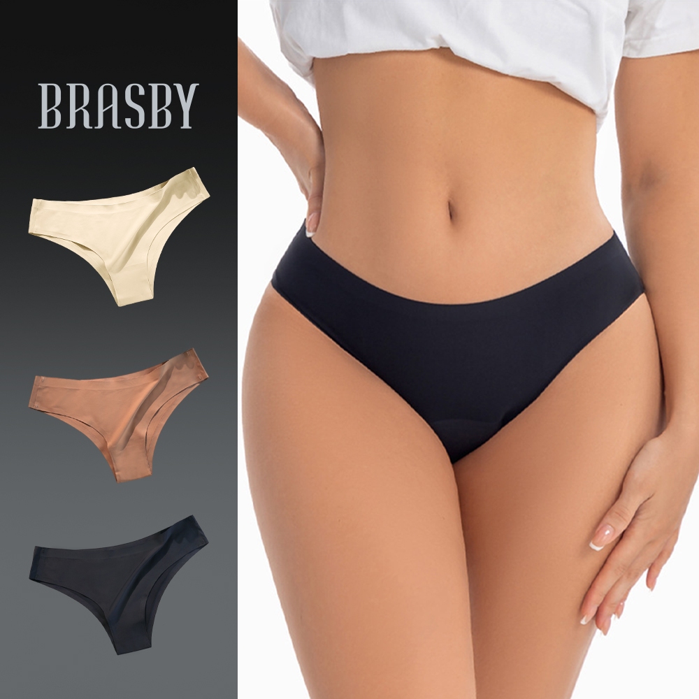 Brasby กางเกงในไร้ขอบเอวต่ำ ทรงThong ขาเว้าสูง พับขอบทั้งตัว มีไซส์ ไร้รอยต่อ ระบายอากาศ ใส่สบาย เซ็กซี่ สําหรับผู้หญิง