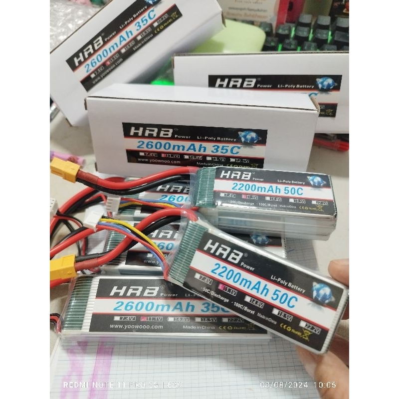 HRB RC 2S 3S 4S 6S 2200mAh, 1800mAh, 2600mAh.