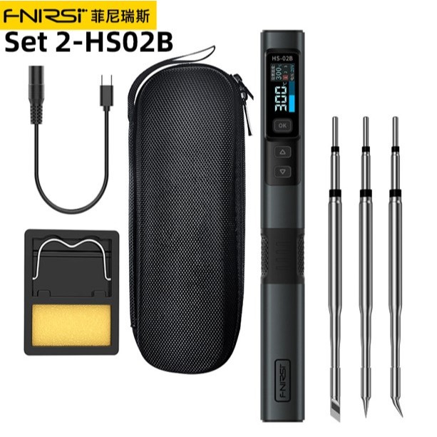 FNIRSI HS-02 100W ปากกาหัวแร้งไฟฟ้าพกพาแบบชารจ์แบตเตอรี่ในตัว