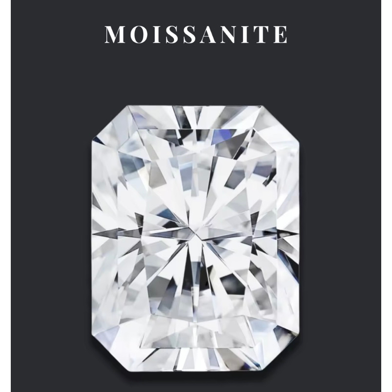 เพชรโมอิสพร้อมใบเซอร์ GRA | Radiant Cut Moissanite Diamond D-Color VVS1  {8ct - 28ct} {10X12mm-15X20