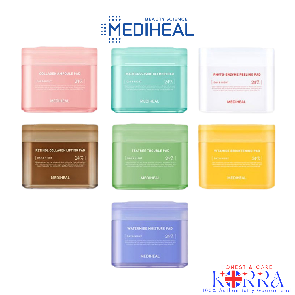 MEDIHEAL Toner Pad โทนเนอร์แพด โทนเนอร์เกาหลี 7 สูตร สกินแคร์ Skincare Mask and Toner 170 ml. 1 กล่อง มี 100 แผ่น มอยส์เ