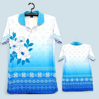 SK-SPORT🔺เสื้อวันแม่ 🪷 คอโปโล สีฟ้าพาสเทลพิมพ์ลายดอกมะลิ