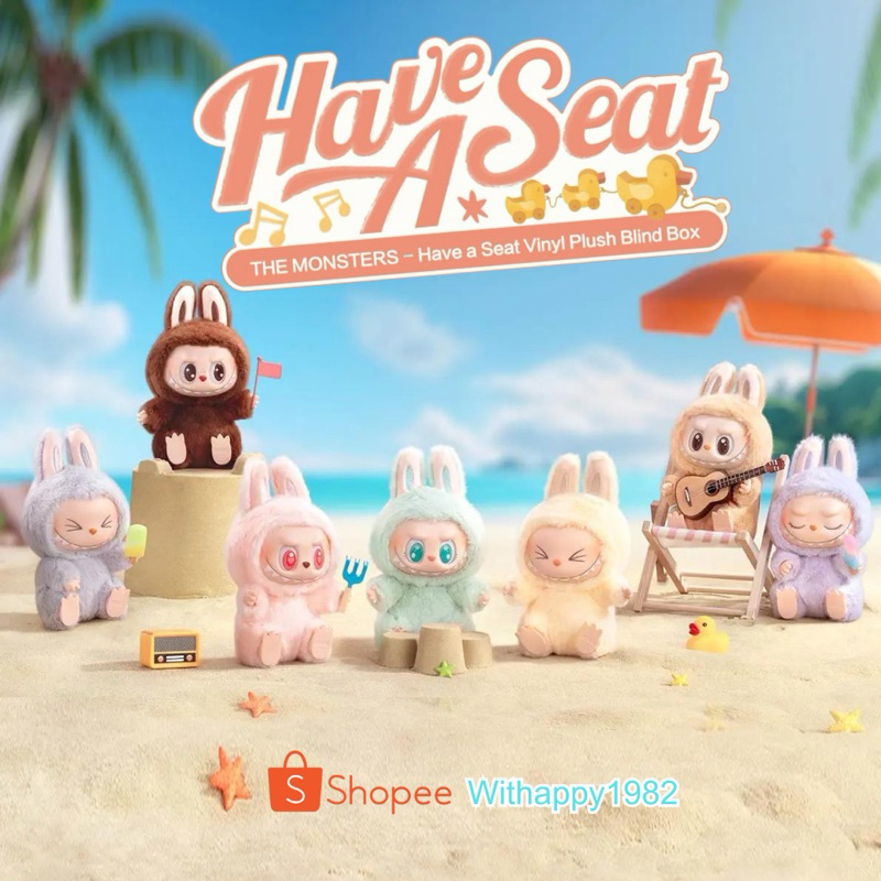 (พร้อมส่ง ซื้อผ่าน Shopee Video ลด 50%) ของแท้ POPMART Labubu Macaron V2 Have a Seat THE MONSTERS