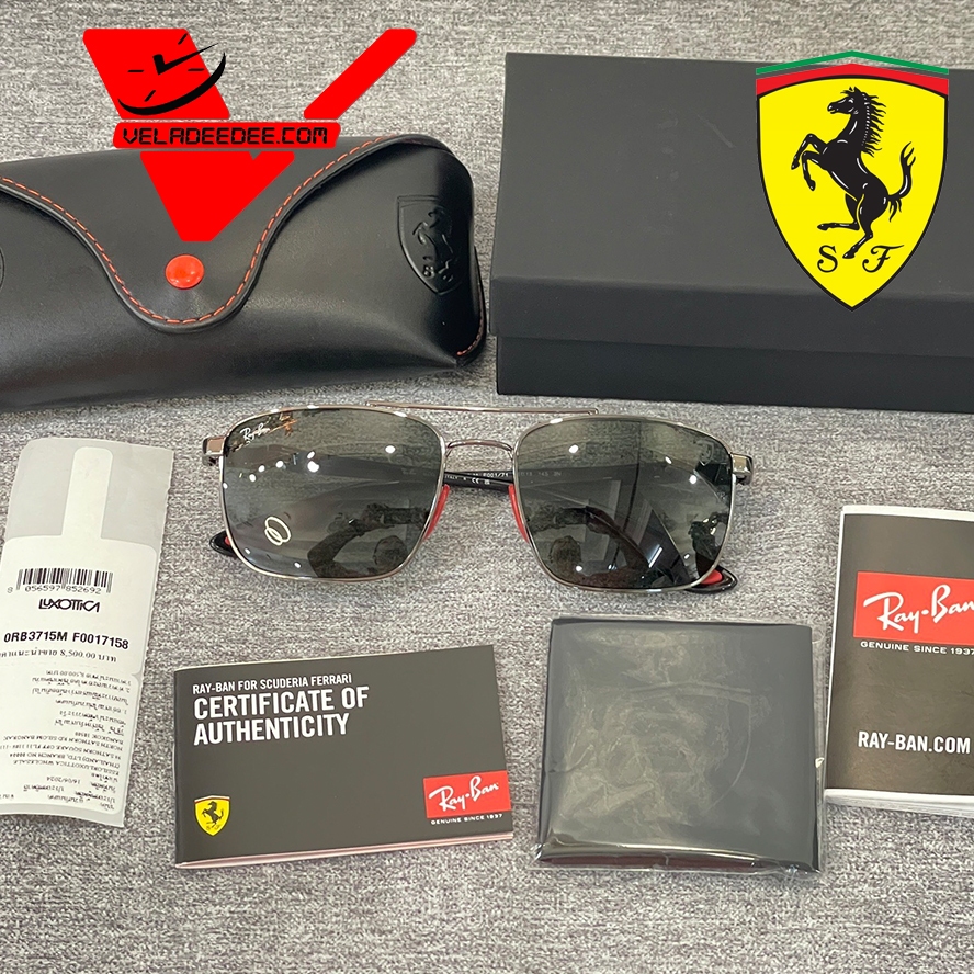 แว่นตากันแดด ยี่ห้อ RayBan FERRARI COLLECTION รุ่น RB3715M F001/7158 (Gunmetal) RB3715M F0208758 (ดำ