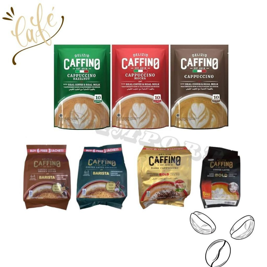 Delizio Caffino 1 ห่อ มี 7 - 10 ซอง มี 7 รส สินค้ามีฮาลาล
