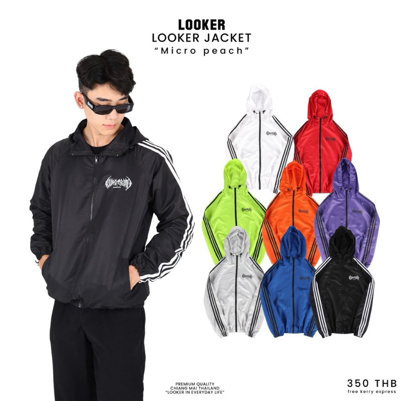 Looker แจ็คเก็ตผ้าร่มไมโครพีท 3 แถบ (แท้100%)