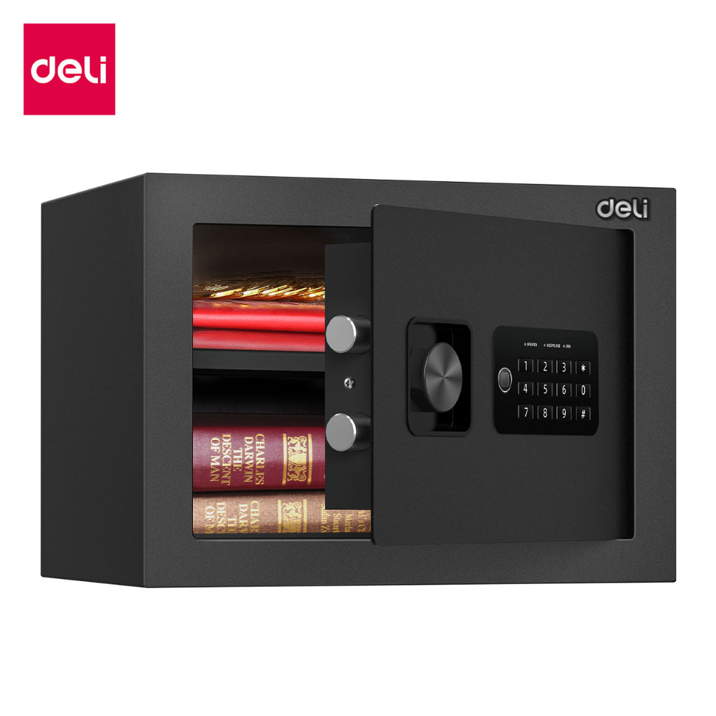Deli ตู้เซฟอิเล็กทรอนิกส์ ระบบล็อคสองขั้น กันไฟ รับประกัน 1 ปี Safe Box