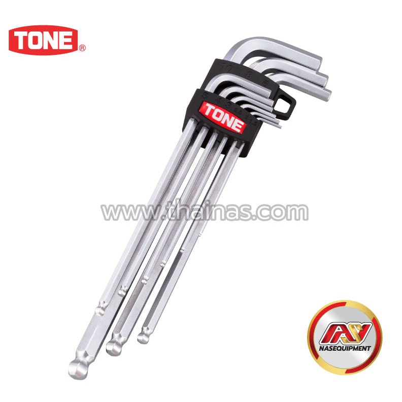 TONE ชุดประแจหกเหลี่ยม (หัวบอล, ตัวยาว) จำนวน 9 ไซส์ | BL900
