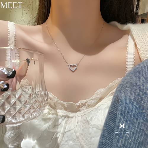 MEET💕พร้อมส่ง สร้อยเงิน Sweet love สร้อยเพชร สร้อยแฟชั่น สร้อยคอเงินแท้ สร้อยคอเกาหลี สร้อยคอเงิน