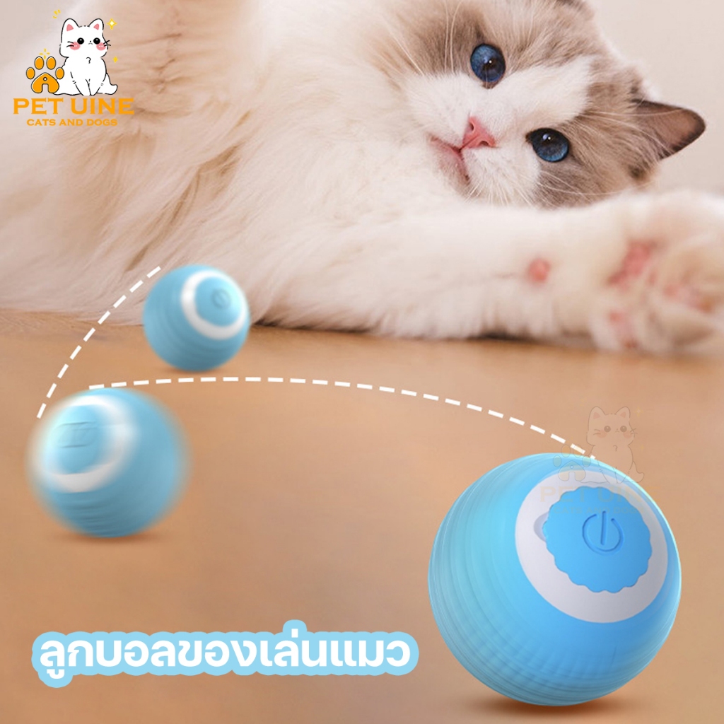 PET UINE-B29 ของเล่นแมว ลูกบอลของเล่นแมว ของเล่นแมวอัจฉริยะ หมุนได้ 360องศา เรืองแสงลูกบอลของเล่นแมว