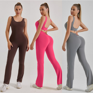 ✨รุ่นใหม่✨Sport Jumpsuit-901 ชุดจั๊มสูท กางเกงขายาว แขนกุด ว…