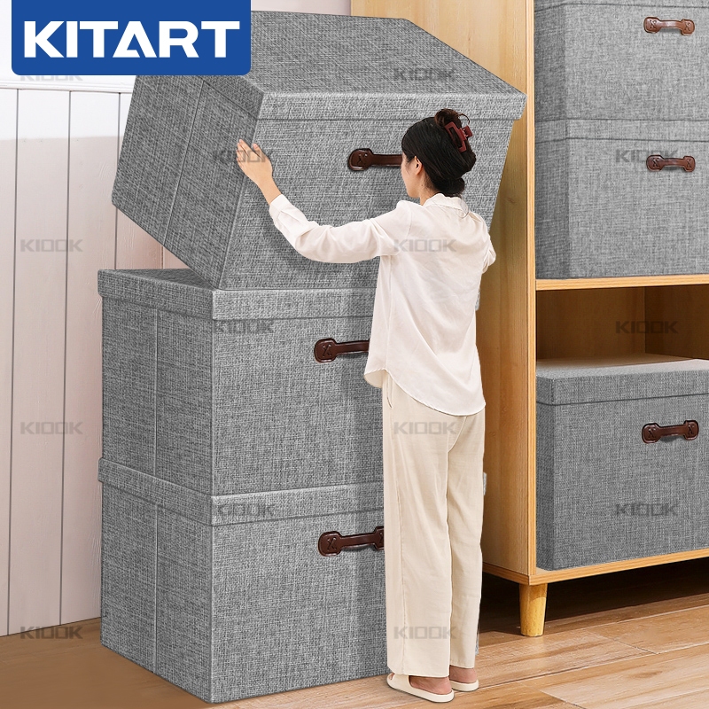 KITART กล่องเก็บเสื้อผ้า 120L/60L ตู้เสื้อผ้า/กล่องพับ กระเป๋าเก็บเดินทาง กระเป๋าเก็บของ กันน้ำ กัน