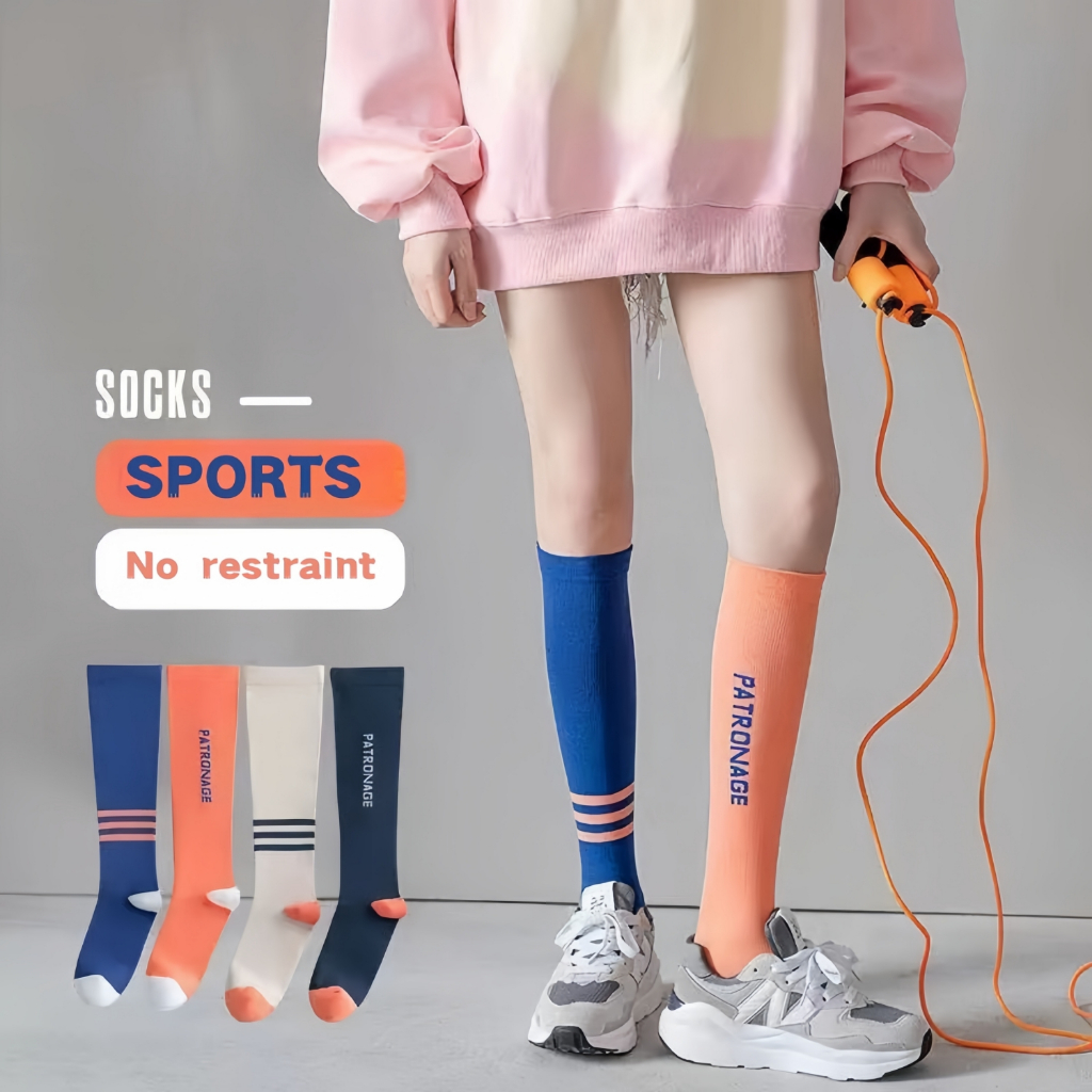 🍒(ได้รับ 2-3 วัน) 🍒จัดส่งจากประเทศไทย~ถุงเท้ายาวถึงเข่าสำหรับเล่นกีฬาสตรีเกาหลีทำจากผ้าฝ้ายแท้