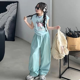 Beryl kids🌸ชุดเซ็ทเด็กผู้หญิงแฟชั่น🎀เสื้อแขนสั้นกางเกงขากว้าง โดปามีน สไตล์เกาหลี ลำลอง งานดี ใส่สบาย ฤดูร้อน