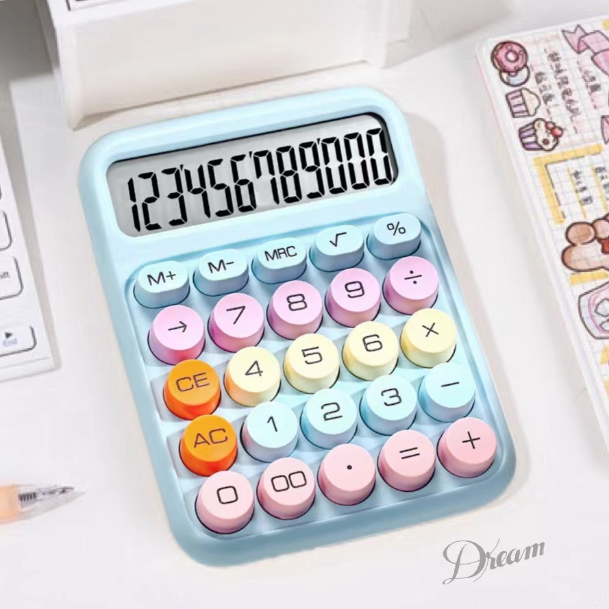 เครื่องคิดเลข ที่ใช้แบตเตอรี่ คิด เลข 12 หลัก หน้าจอขนาดใหญ่ สีแคนดี้ หน้าจอขนาดใหญ่ Dream house