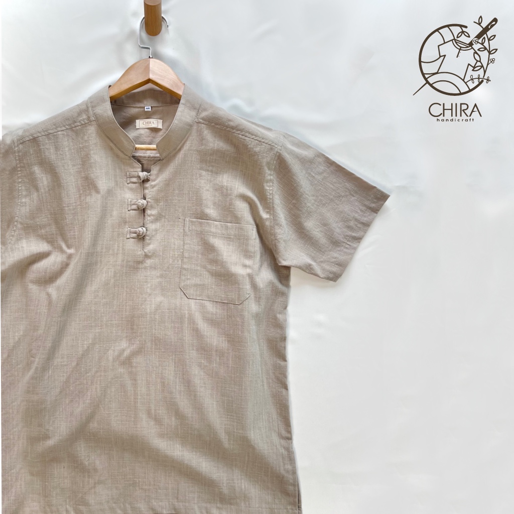 เสื้อคอจีนกระดุมปั้นสีเอิร์ธโทน (งานตัดเย็บมือ)