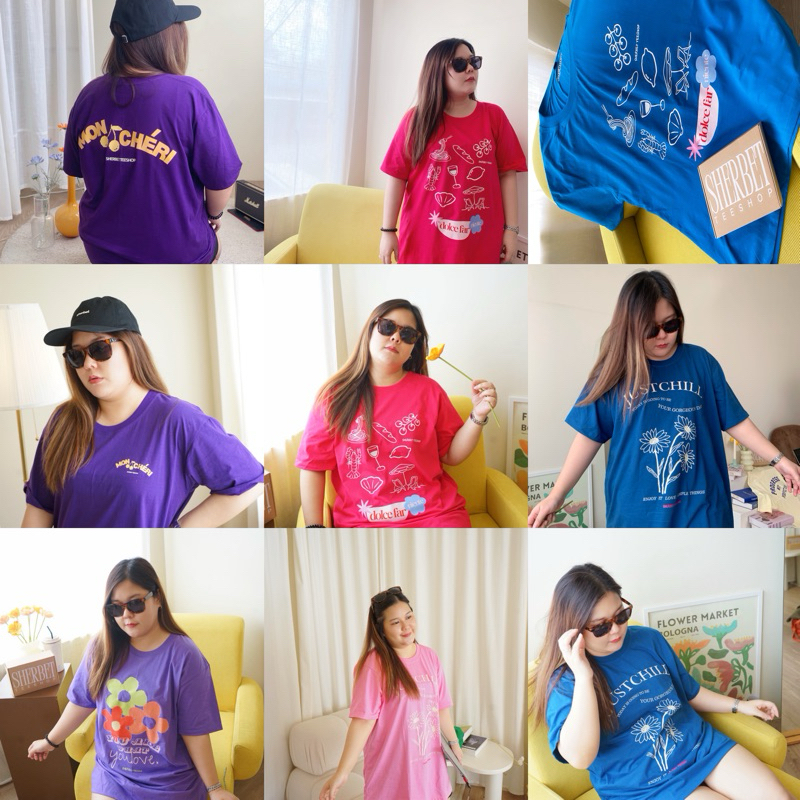 เสื้อยืด sherbet_teeshop ลายดอกไม้/สีสดใส\cheri,just chill,dolce far
