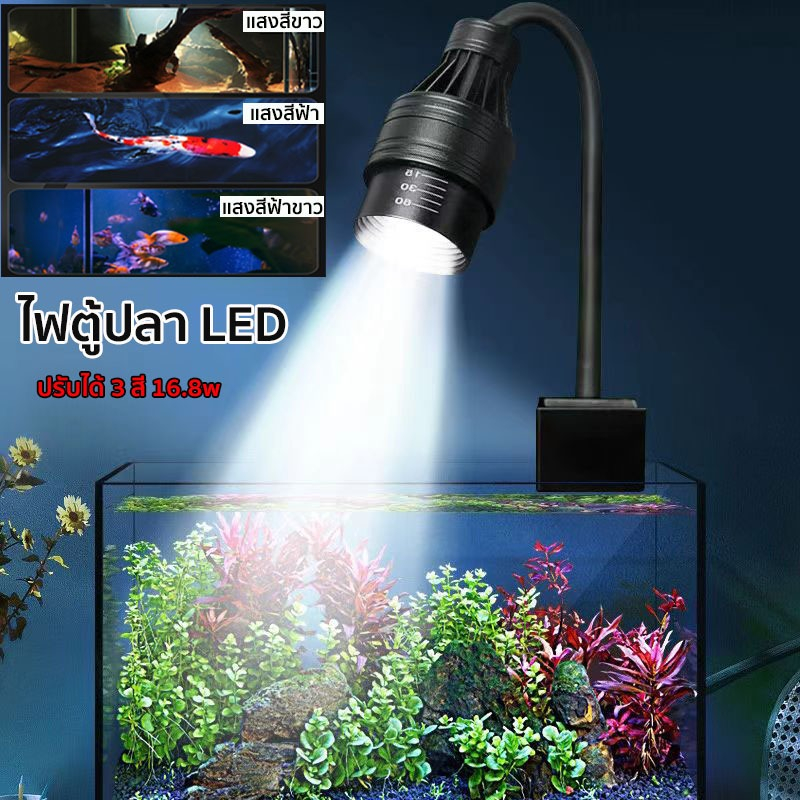 ไฟตู้ปลา LED ไฟเลี้ยงตู้ปลา  3สี ไฟสปอตไลท์ ซูมได้ กันน้ํา สไตล์อเมริกันใต้ สําหรับตกแต่งตู้ปลา พิพิธภัณฑ์สัตว์น้ํา
