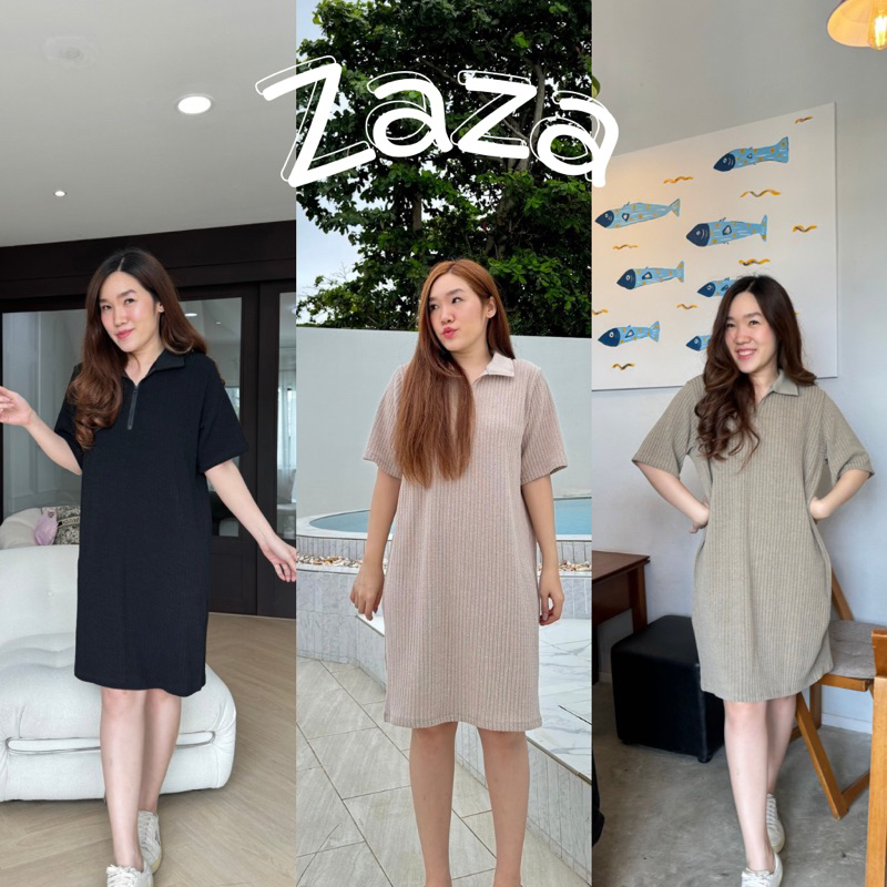 93FAVORS l “Zaza” เดรสผ้า knit คอโปโลแขนสั้น