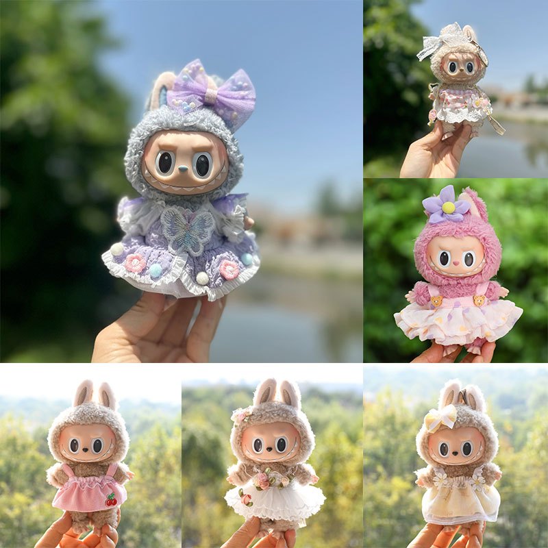 ชุดลาบูบู้ 15 ซม macaron ชุดเดรสน่ารัก Labubu 17ซม v2 ชุดตุ๊กตา
