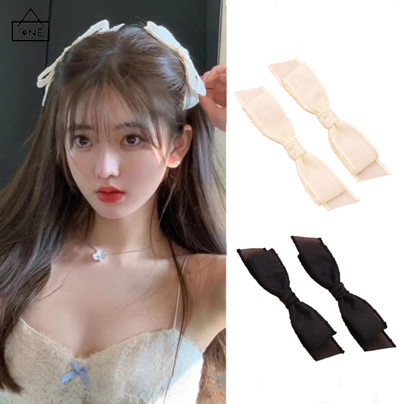 COD❤️กิ๊บติดผมโบว์ผ้าตาข่ายหวานแฟชั่นสไตล์เกาหลีคลิปด้านข้างปากเป็ดละเอียดอ่อนเครื่องประดับผมสำหรับผู้หญิง-a.one