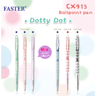 ปากกา ปากกาลูกลื่น ด็อทตี้ ดอท Faster หัว 0.38 มม. Dotty Dot Ball Point CX913 คละสี (1ด้าม)