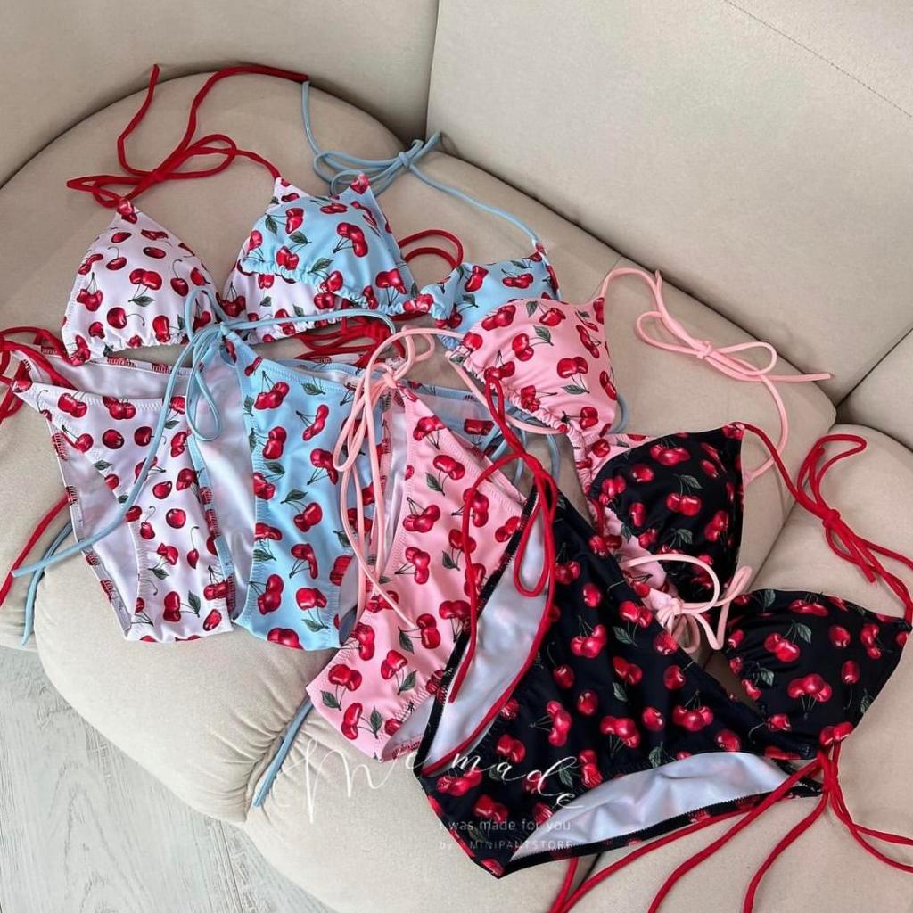 Victoria's Sunshine cherry bikini two piece ชุดว่ายน้ำบิกินี่ เซ็กซี่ โชว์หลัง#樱桃