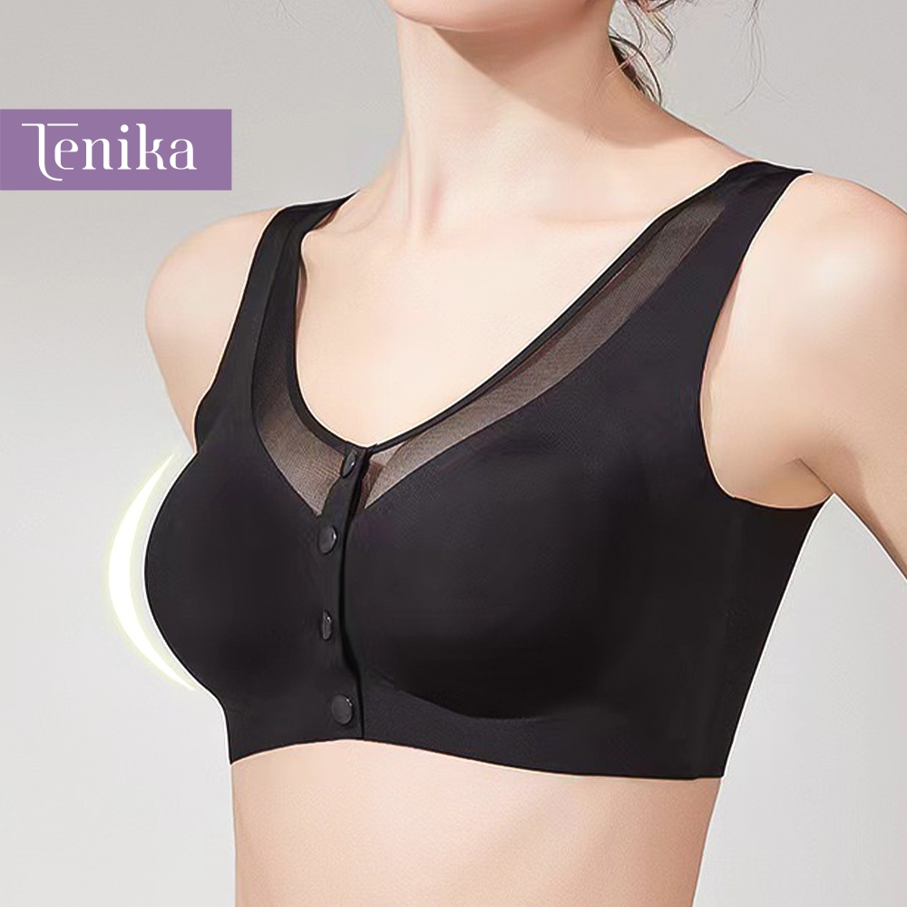 TENIKA ชุดชั้นในกระดุมหน้า เจลลี่บรา บราไร้ขอบ ใส่สบาย เนื้อผ้านิ่ม เก็บทรงดี ไม่ระคายเคืองผิว
