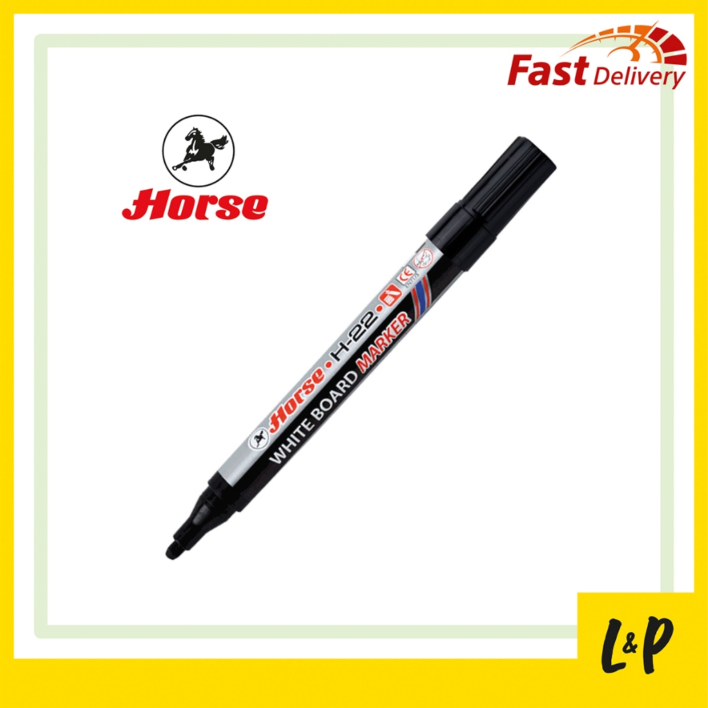 ตราม้า ปากกาไวท์บอร์ด H-22 สีดำ สีแดง สีน้ำเงิน สีเขียว - รูปที่ 2