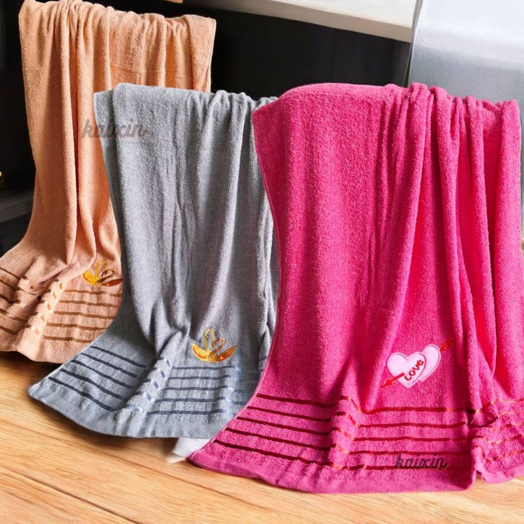 ผ้าเช็ดตัว ผ้าขนหนูอาบน้ำสีสวย ผ้า Cotton นุ่ม เนื้อดีมาก -ขนาดผ้า24×48 นิ้ว (ลายปักเปลี่ยนตามล็อตสินค้า) ราคา ถูกที่สุด ดีลบีเคเค แกลเลอรีภาพที่ 5