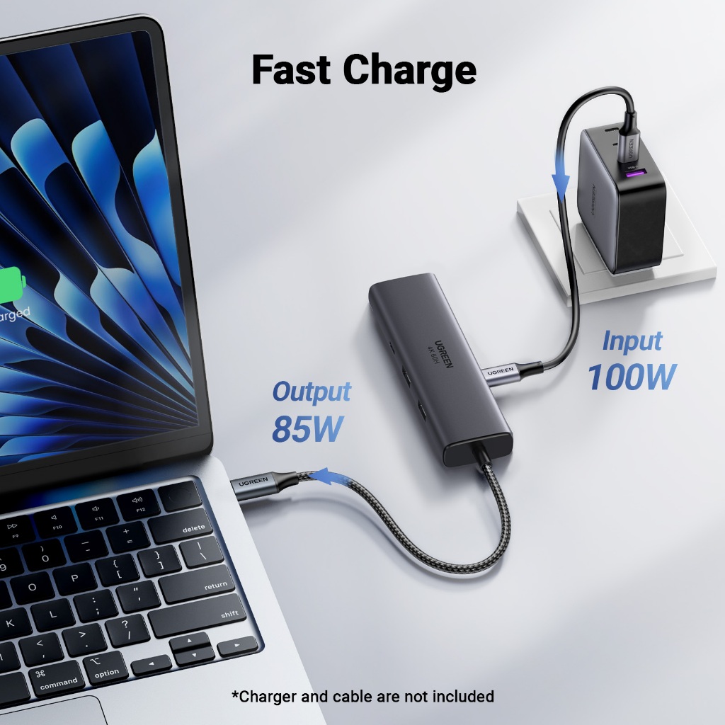 UGREEN HUB 6in1 USB-C to HDMI (4K 60HZ) +2 USB-A 3.2 +1 USB-C 3.2 +RJ45 Hub with PD รุ่น 45000