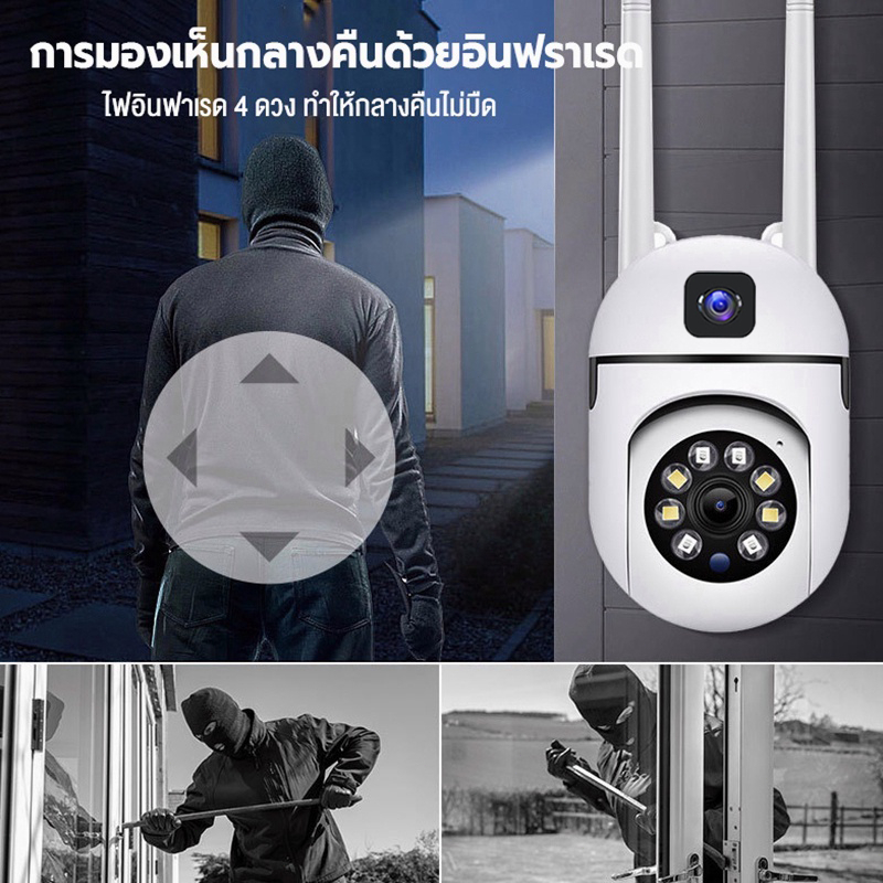 กล้องวงจรปิด V380 Pro มาพร้อมกล้องคู่ กล้องวงจรปิดไร้สายไม่ใช้เน็ต การตรวจจับการเคลื่อนไหว เสียงสองทาง