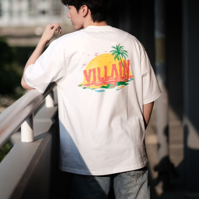 VILLAIN เสื้อ Oversize "Villain Sunset" [เสื้อโอเวอร์ไซส์ ผ้านุ่ม ใส่สบาย ผ้าCotton100%]