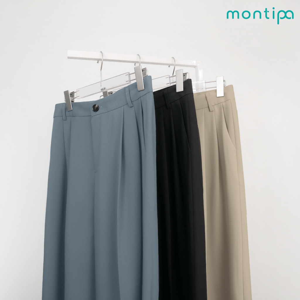 Montipa กางเกงทรงกระบอกเอวต่ำ ดีเทลขอบเอววี ผ้าพรีเมี่ยม ใส่สบาย ใส่ได้ทุกลุค 47PFX69 ราคา ถูกที่สุด ดีลบีเคเค แกลเลอรีภาพที่ 3