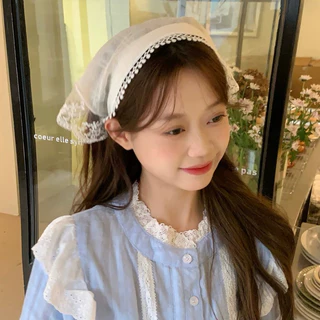 พร้อมส่ง🌻PP ที่คาดผม Lace Vintage ลายลูกไม้ สีขาว แต่งระบาย ผ้าโพกหัว ทรงสามเหลี่ยม น่ารัก สดใส ใส่ไปทะเล คาเฟ่ 26024
