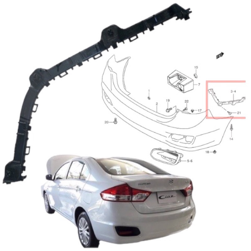 พลาสติกขากันชนหลัง SUZUKI CIAZ ซูซูกิ เซียส  Part no. 71821-79P00-000 แท้ศูนย์