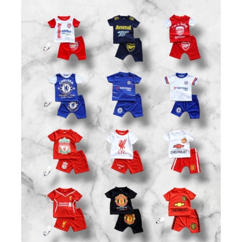 พร้อมส่ง เสื้อกางเกงลายทีมบอล แมนยู,ลิเวอร์พูล,เชลซี,อาเซนอล ชุดเด็กผู้ชาย เสื้อกางเกงเด็กแรกเกิด