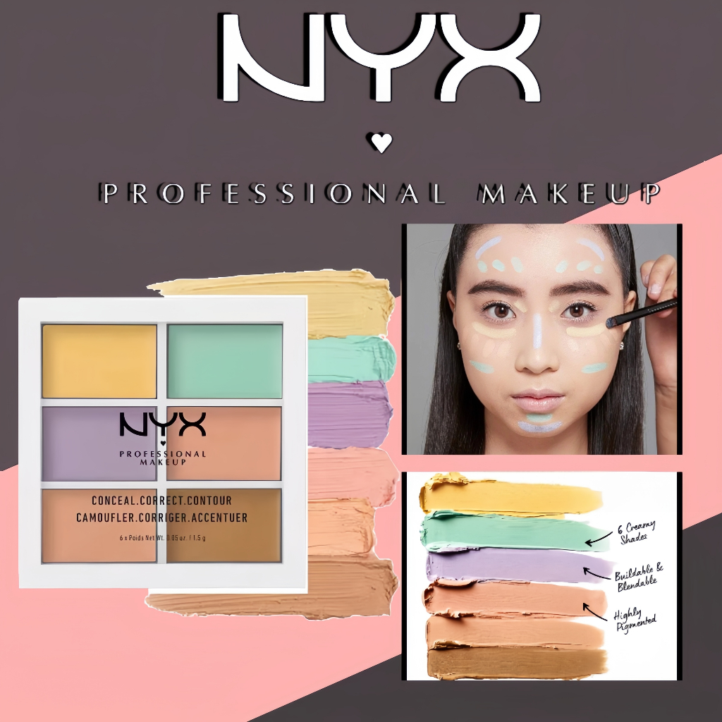 จัดส่งทันที NYX 6สี เมคอัพ คัลเลอร์ คอร์เรคติ้ง คอนซีลเลอร์ พาเลท คอนซีลเลอร์พาเลทไฮไลท์ซ่อมแซมครอบค