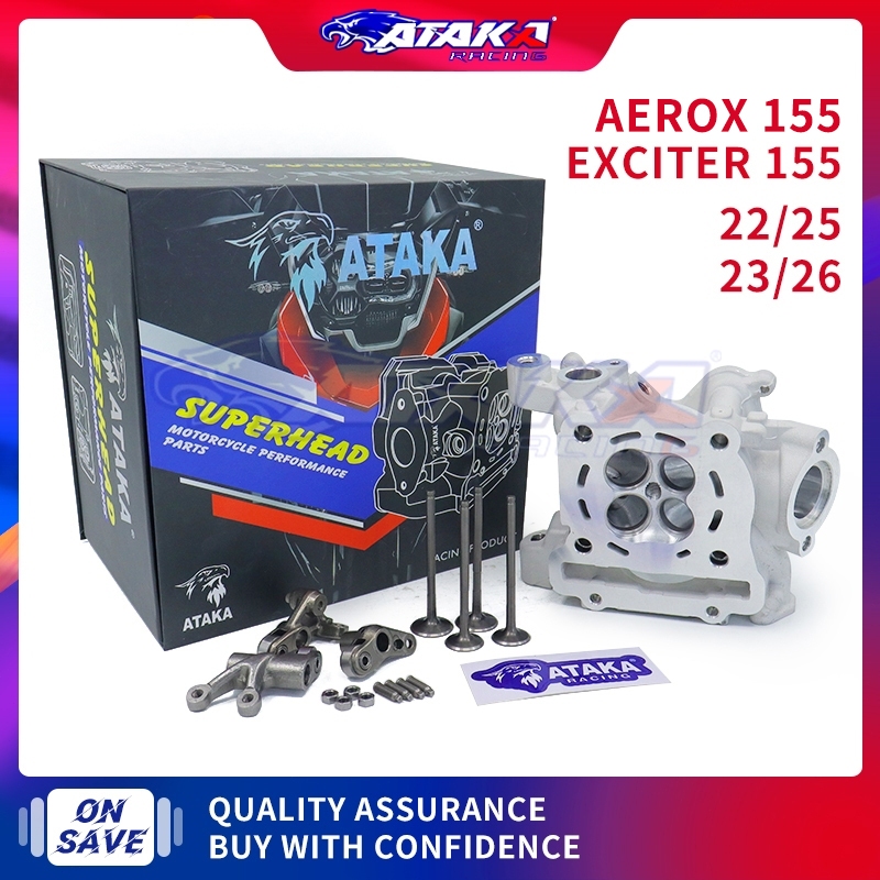 ATAKA ฝาสูบวาล์วโต SEAWAVE ลายคลื่น CNC สำหรับ YAMAHA NMAX EXCITER155VVA AEROX155