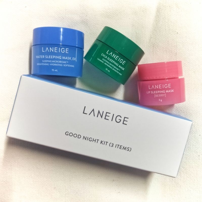 Laneige Good Night Kit (3 Items) ชุดมาส์กนอน 3 ชิ้น [Water Sleeping Mask Lip Berry Cica EX]สลากไทย,Exp2026