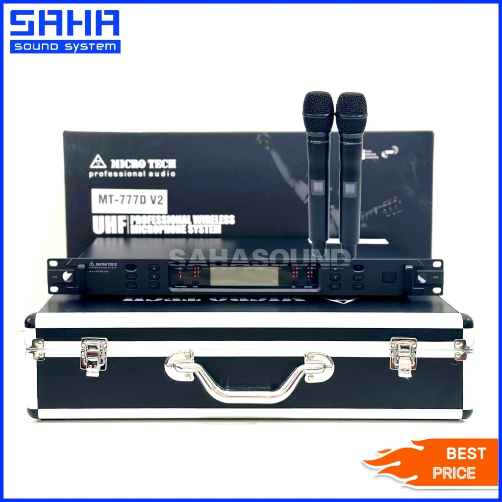MICRO TECH UHF MT-777D V2 ไมโครโฟนไร้สาย - ถือคู่ ไมค์ลอย ความถี่ใหม่ (ด้ามอลูฯ) sahasound - สหซาวด์