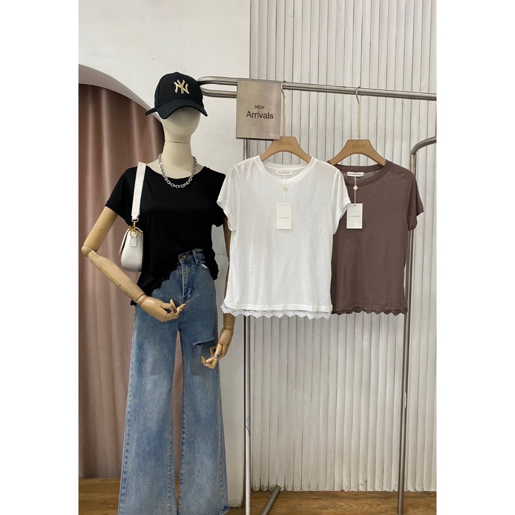 [พิมพ์โค้ด SISDEC ลด 60.- ] M1443 เสื้อยืดคอกลม ผ้าสลาฟชายลูกไม้ 3 สีเบสิค ห้ามพลาด 220-เท่านั้น ขนาดสินค้า รอบอก