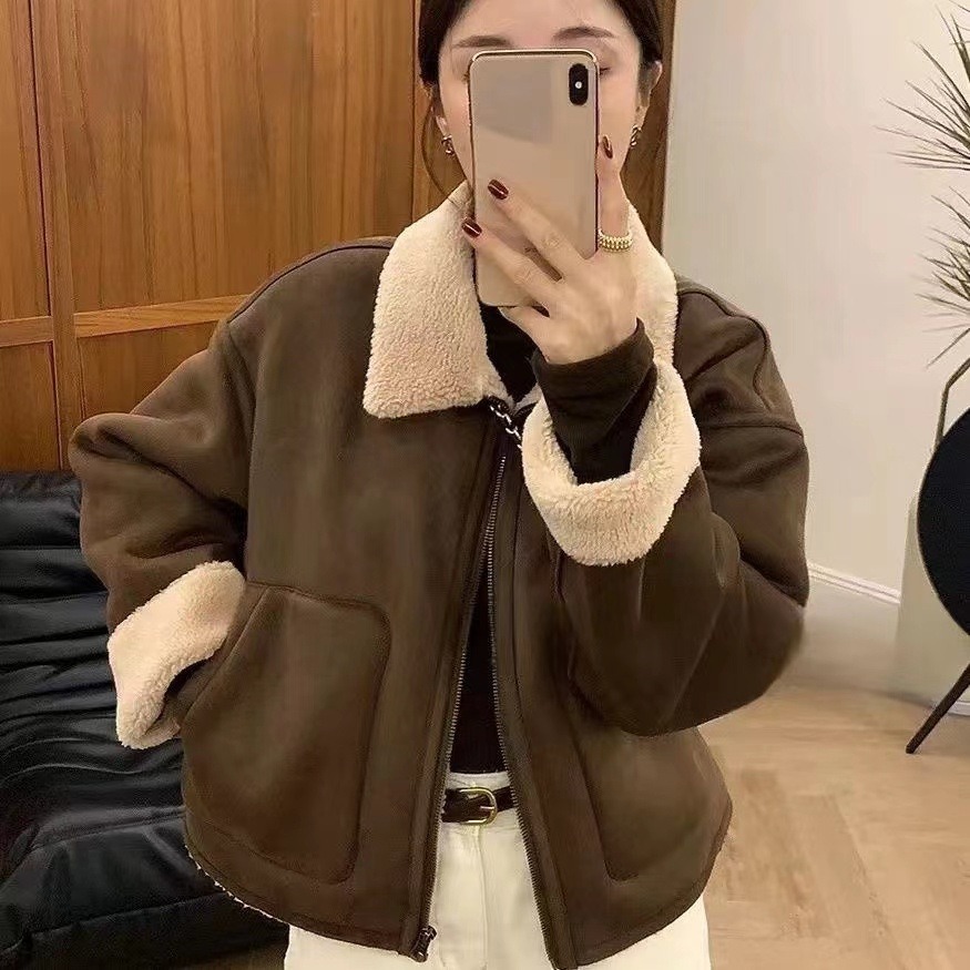 Luna coat เสื้อโค้ทสีน้ำตาล ขนฟู TS1934 (Freesize)