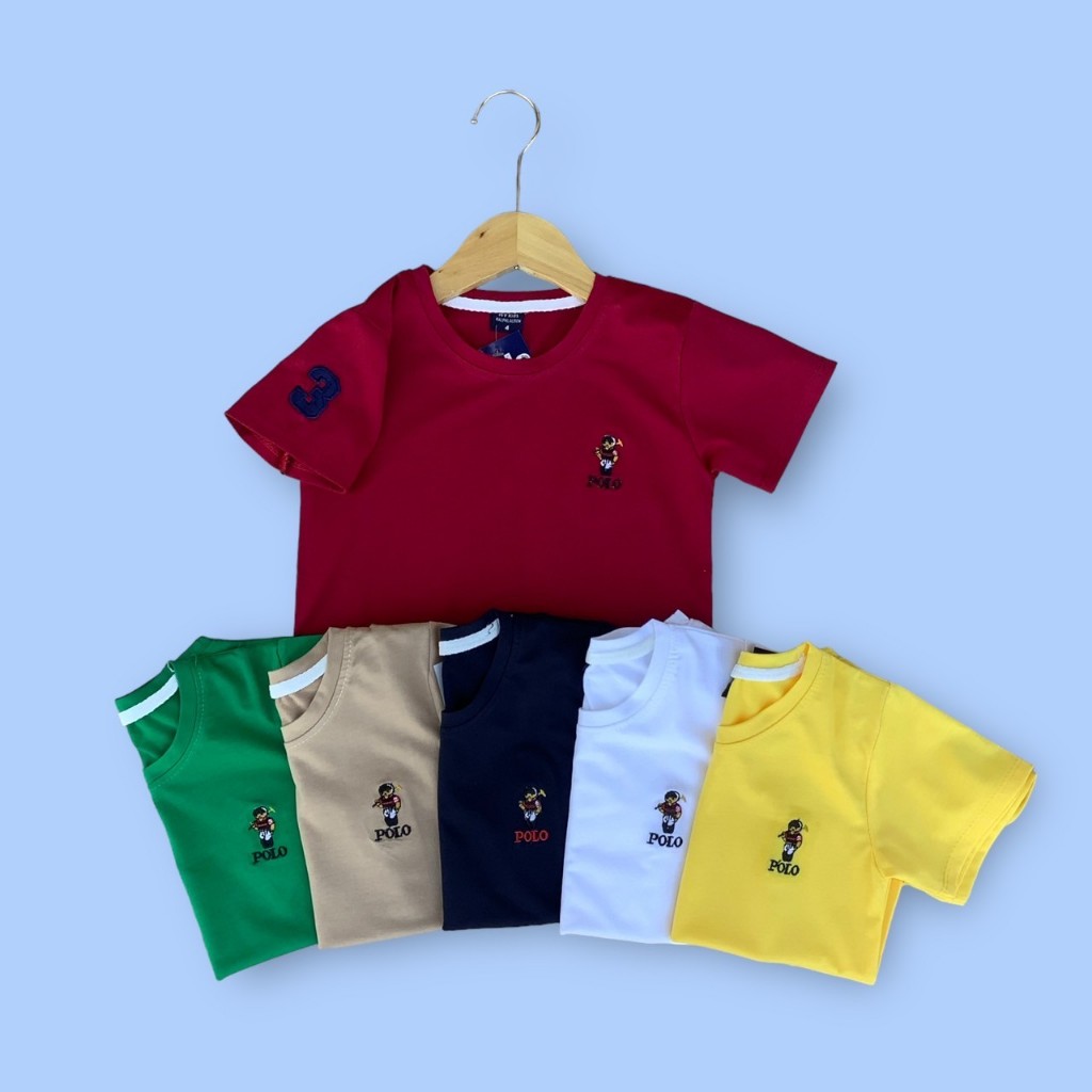 เสื้อยืดคอกลมปักหมี ผ้านุ่มมาก ปักม้า สีสด ไม่หด ไม่ย้วย นุ่มเด้ง