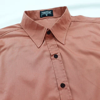 takayay brand เสื้อเชิ้ต สีชมพูกะปิ **เช็คขนาดจากตางรางไซซ์ของทางร้านเท่านั้น** ผ้าคอตตอนทวิล เสื้อเชิ้ตสีพาสเทล